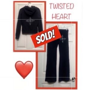 TWISTED HEART TRACKSUIT LOUNGE SET HOODIE PANT NEW